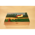 Natural Hinged Wooden Box with 4 Color Logo/ Image